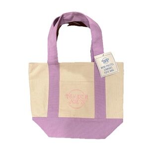 Trader Joe's Mini Canvas Tote Bags Spring Limited Edition Color Light Purple